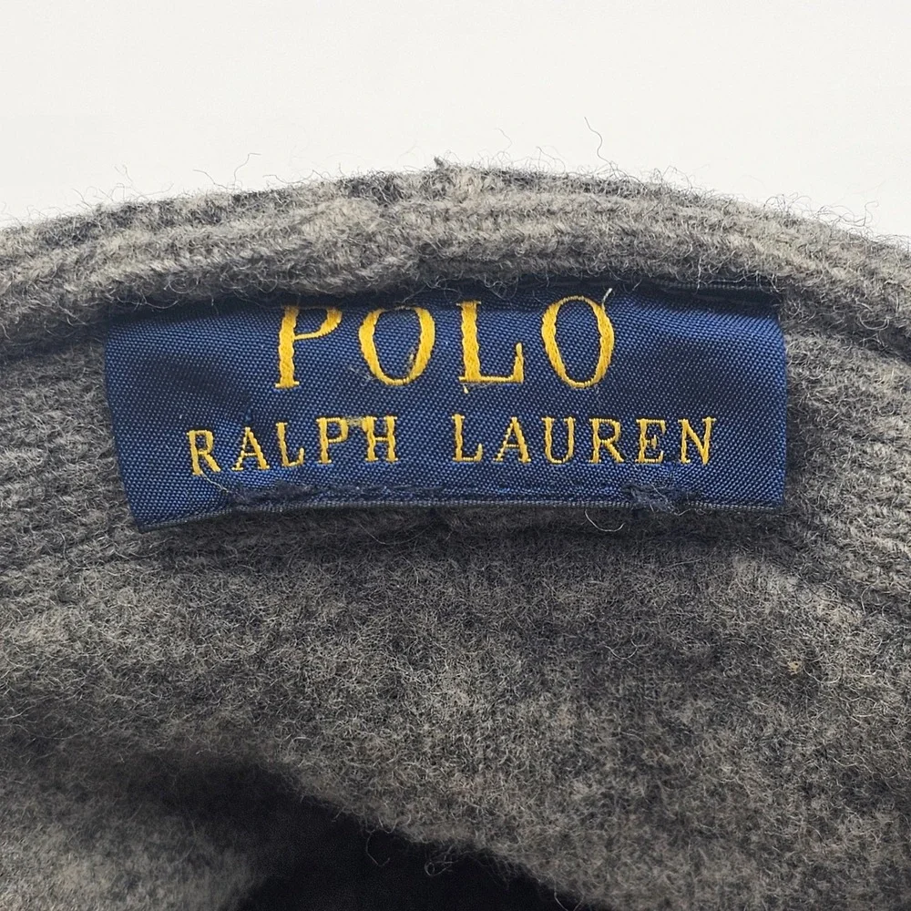 Vtg Polo Ralph Lauren Wool Blend Flat Cap Gray Houndstooth Driver Hat Ivy Tweed